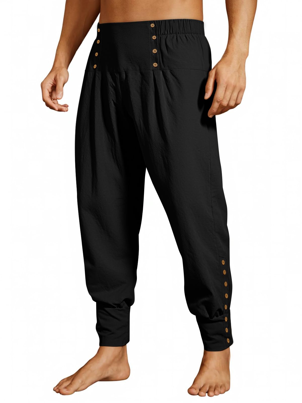 Runcati Mens Medieval Pirate Pants Renaissance Viking Ankle Ren Faire Costumes Colonial Gothic Halloween