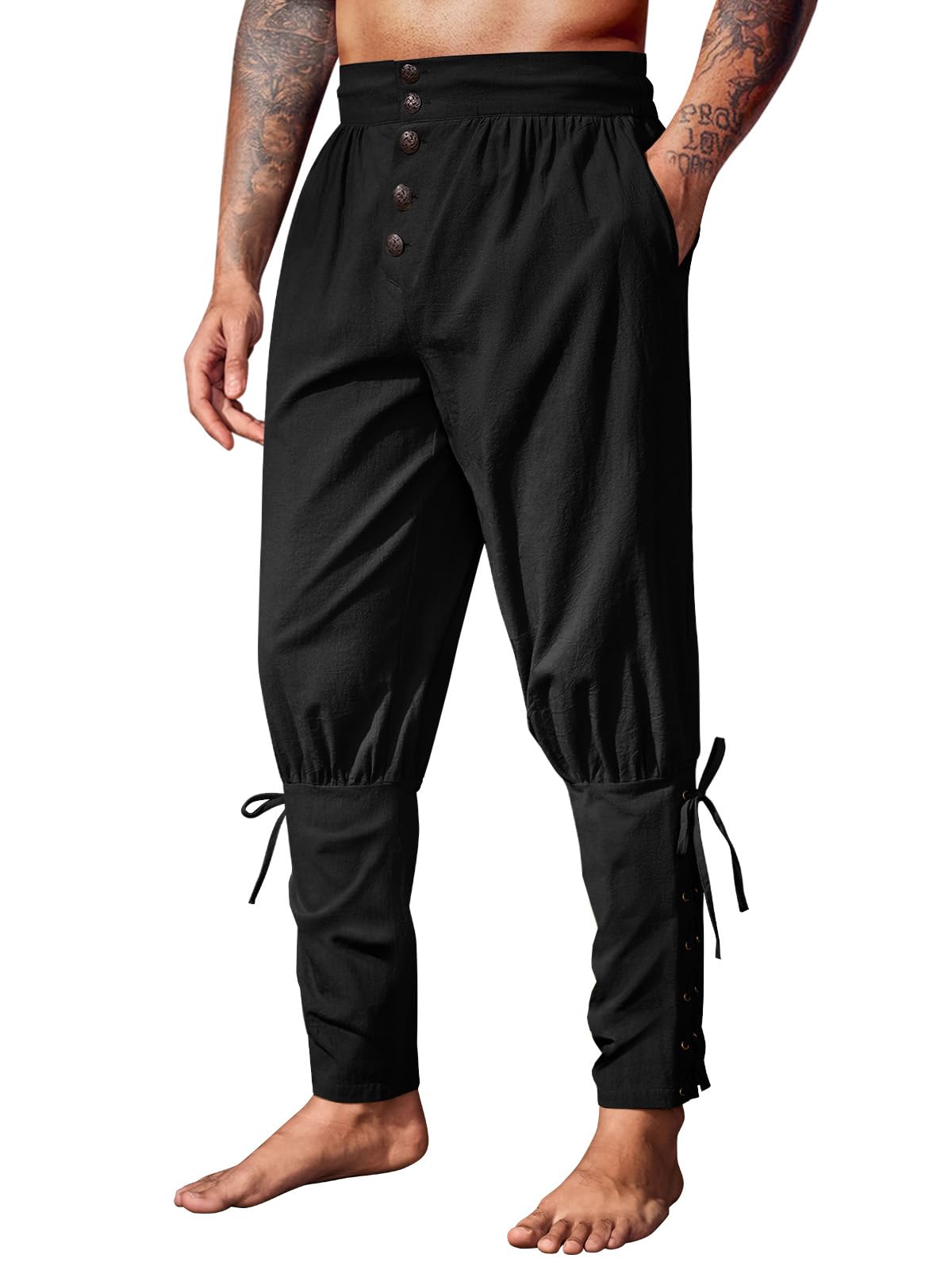  Runcati Mens Medieval Pirate Pants for Halloween Costumes
| Runcati Ankle Banded Viking Ren Faire Pants Lace Up
| Runca