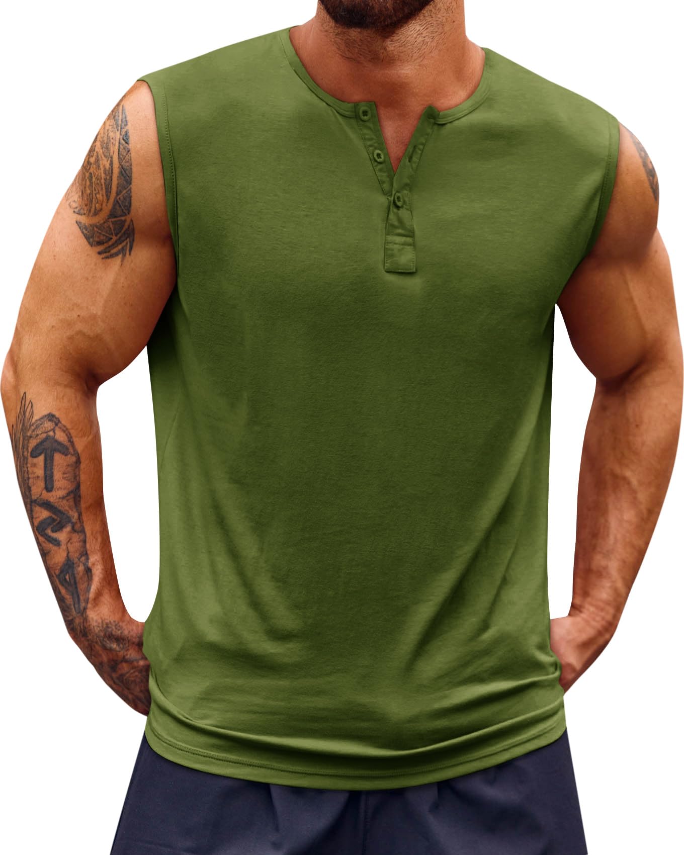 Runcati Mens Muscle Tank Tops Sleeveless Casual Summer Beach Gym Workout Tops